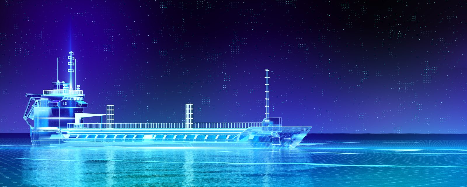 Großes Containerschiff fährt im futuristischen Design